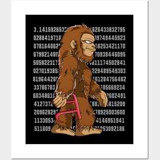 Bigfoot Sasquatch Pi Day Funny Math Love Gift Posters and Art